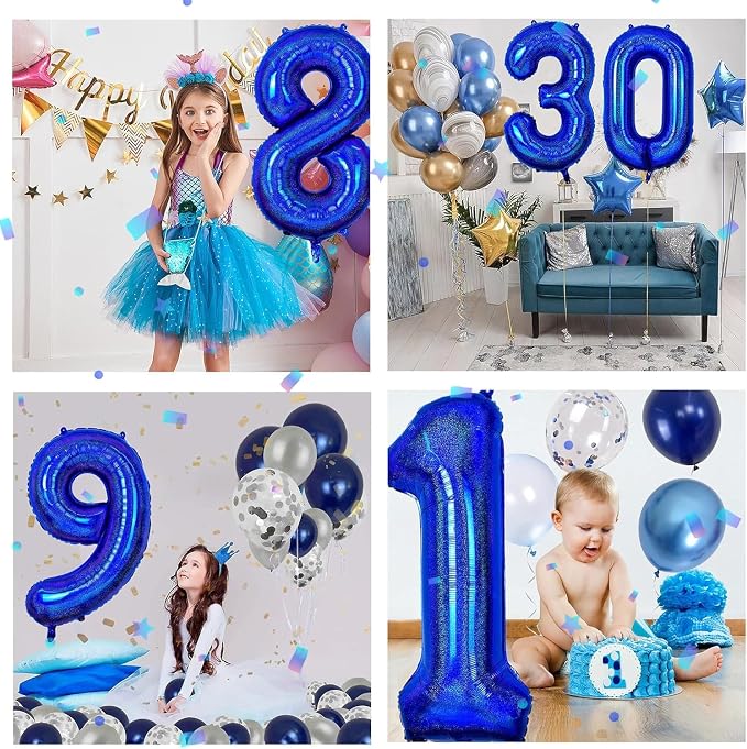 40 inch Navy Blue Number Balloon Dark Blue 9 Balloons Giant Foil Helium - Image 4