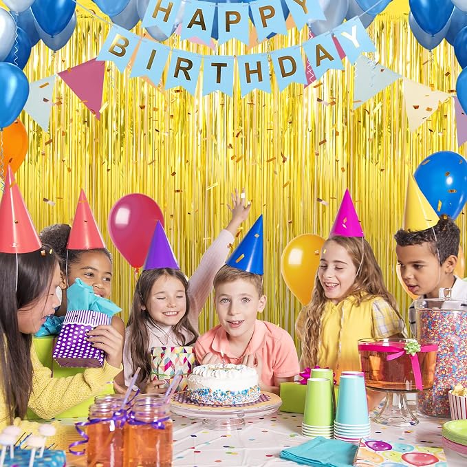 3 Pack 3.3 x 9.9 ft Gold Foil Fringe Curtains Streamers Party Decorations | - Image 5
