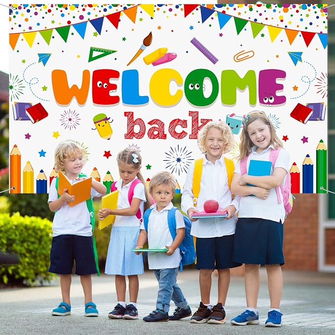 Tatuo Welcome Back to School Banner First Day of School Backdrop Banner Large - Image 7