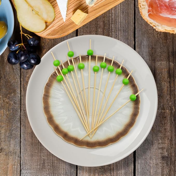 Minisland Grass Green Pearl Bamboo Cocktail Picks, Decorative Toothpicks | 4.7 - Image 3