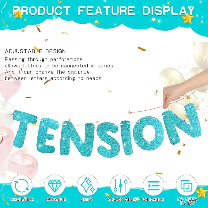 Retirement Banner Pre-Strung GOODBYE TENSION HELLO PENSION Banner Glitter - Image 3