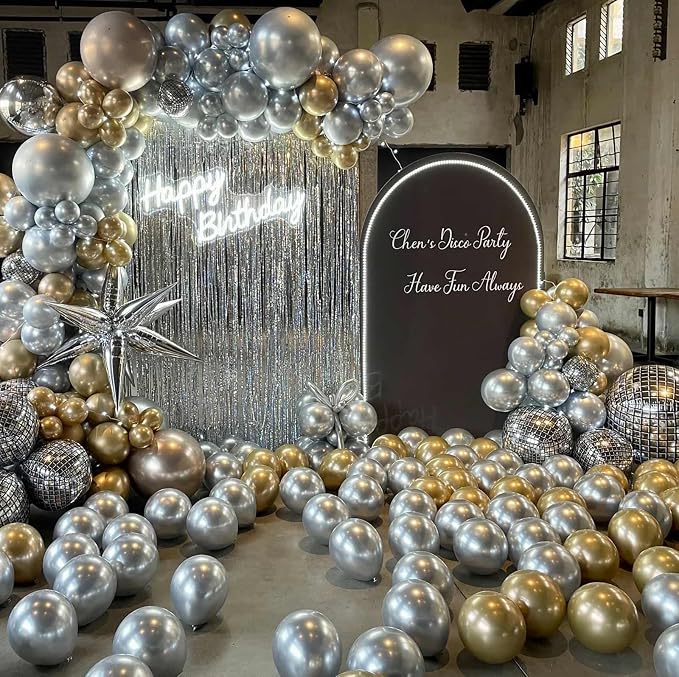 12 Inch Metallic Silver Balloons, Baby Shower, Graduate Party Decorations - Image 5