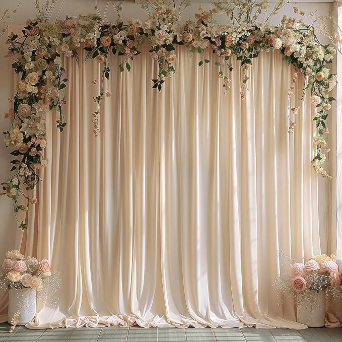 20x10ft Wrinkle Free Cream Backdrop Curtain - Image 6