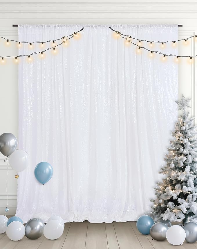 Eternal Beauty White 3mm Sequin Backdrop 8x10 Ft - Image 2