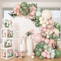 153Pcs Pink and Sage Green Balloon Baby Shower Decorations by Amandir