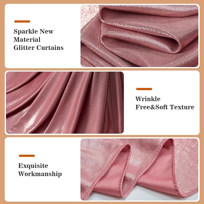 20x10ft Thick Rose Gold Glitter Backdrop Curtain Panels - Image 3