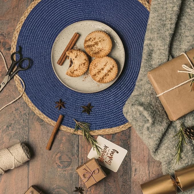 Round Placemats Set of 6, Woven Table Mats, Thin Edge, 15 Inch Diameter - Image 5
