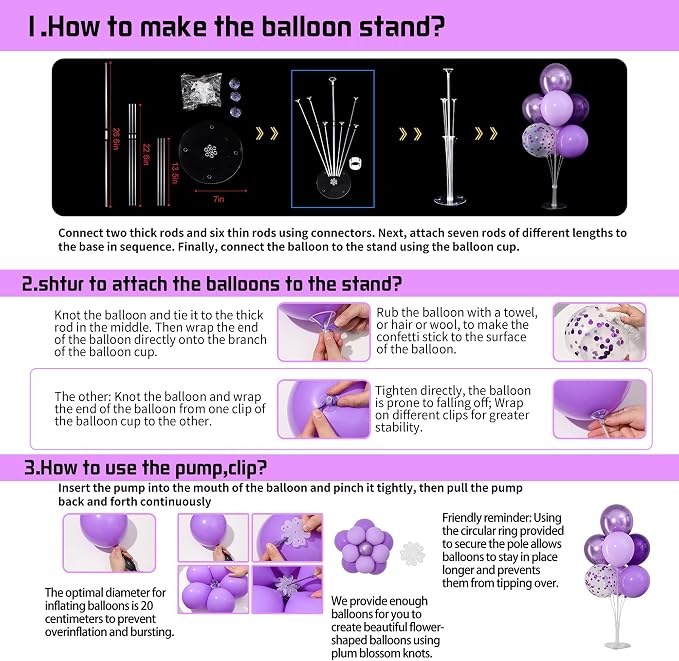 Purple Balloons Stand for Table Centerpieces Stand Kit 4 Sets - Image 4