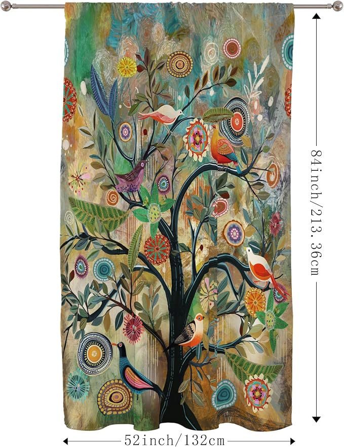 HMS Happy Memories Door Curtain, Tree of Life, 1 Panel | Rod Pocket, Thermal - Image 2