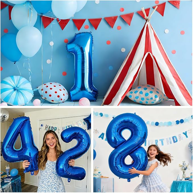 40 Inch Navy Blue 10 Balloon for 10th Birthday Party, Helium Giant Foil Number - Image 7