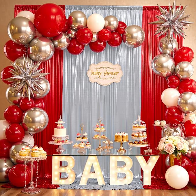 50x10ft Shimmer Red Sequin Backdrop Curtain - Image 8