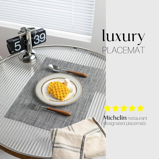 LEXMORE Placemats Set of 8 Vinyl/Plastic Woven Place Mats - Image 2
