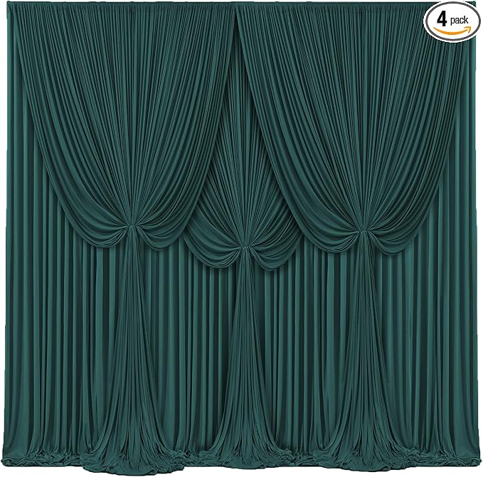 4 Panels Hunter Green Backdrop Curtains by Tao-GePartyDecorations