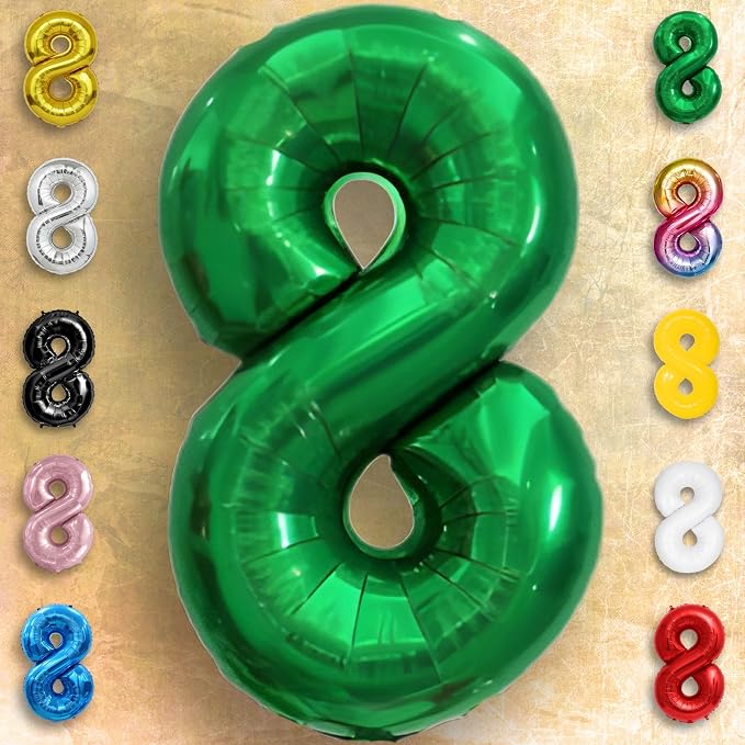 Green Number Balloon 8 Mylar Foil Balloons 32 inch - Image 6