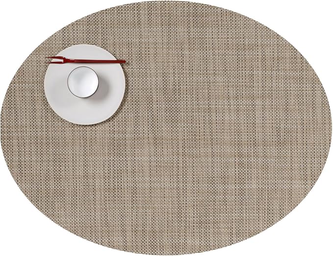 Chilewich Mini Basketweave Placemats, Woven Oval Placemats Set of 4 | Reusable by Chilewich