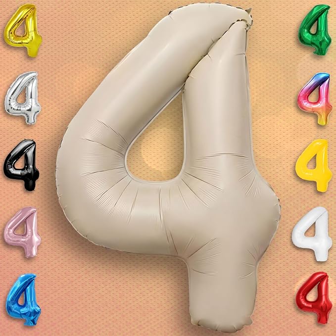 Caramel Number Balloon 4 Mylar Foil Balloons 40 inch - Image 2