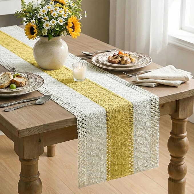 Artoid Mode Yellow Farmhouse Rustic Table Runner 12x120 Inch | Seasonal Holiday - Image 4