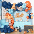 170Pcs Royal Blue and Orange Balloon Arch Garland Kit | Navy Light Blue Orange by OuddyParty