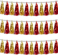 3P Red Gold Tassel Banner Garland Metallic Foil Fringe Banner Tinsel Tassels by FENGNIAN