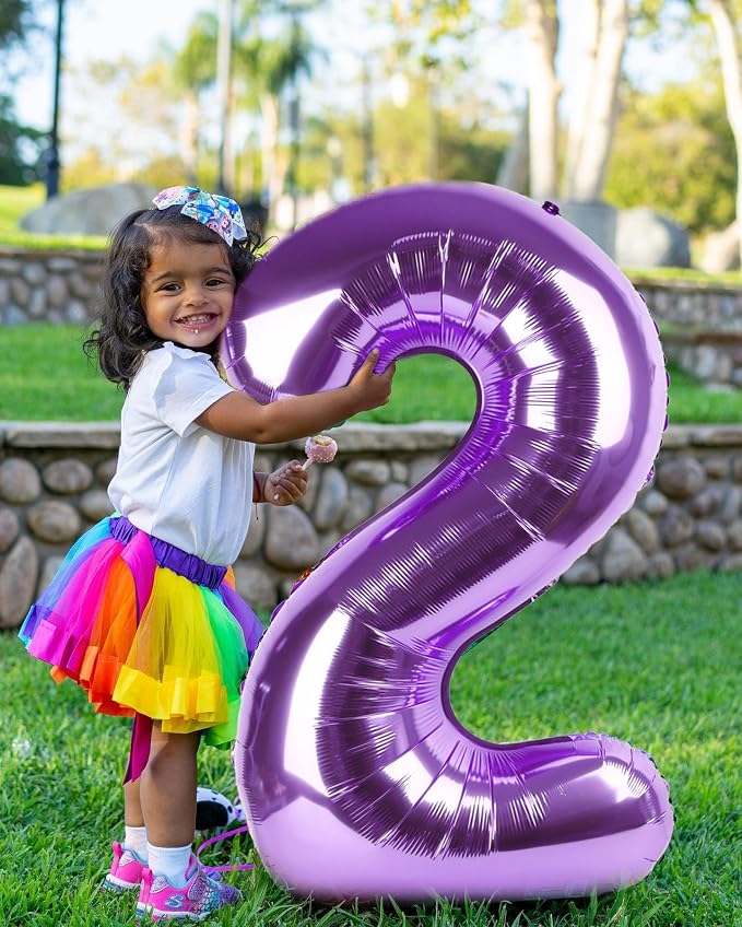 2 Balloon Numbers Birthday Decorations, 40In Purple Balloons - Image 3