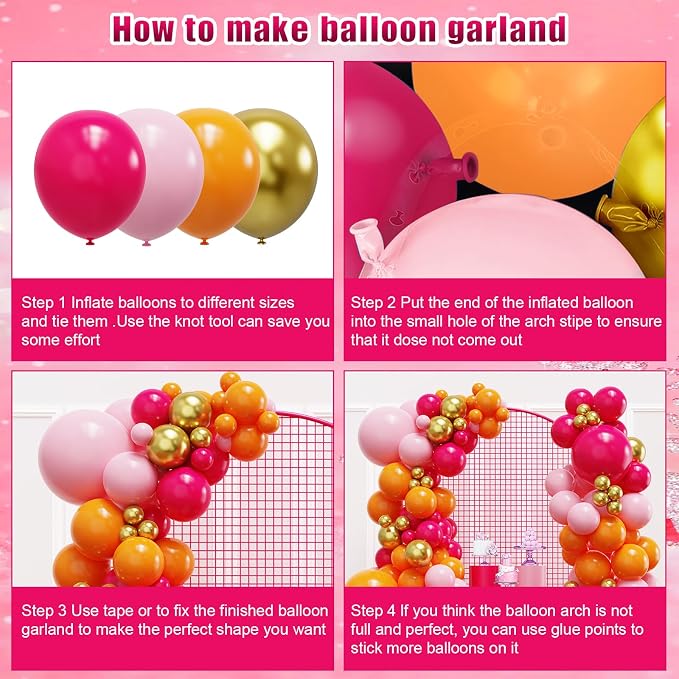 YMSZ Pink and Orange Balloon Garland Arch Kit, Tropical Balloons, | Different - Image 3
