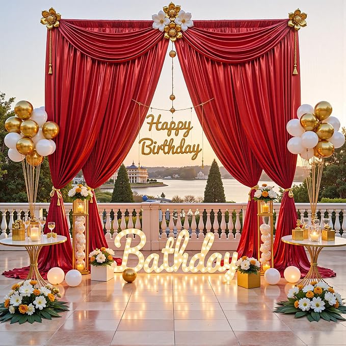 10x10FT Red Sequin Backdrop Curtain - Image 3