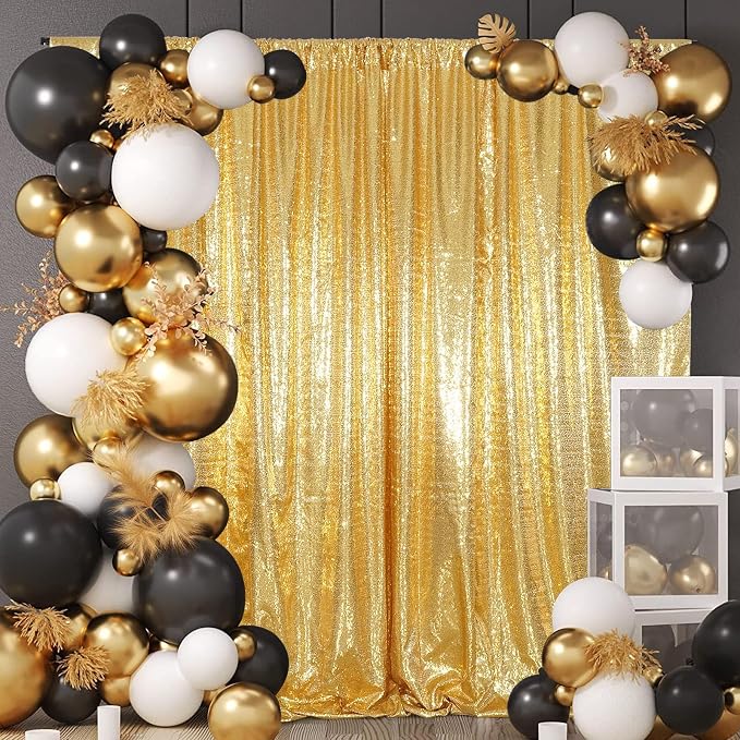 Gold Sequin Backdrop 10FTx10FT NO See-Through Photobooth Backdrop Curtains - Image 6