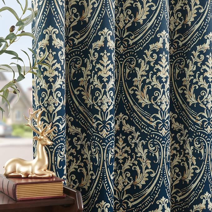 jinchan Blackout Curtains for Bedroom, Vintage Medallion Art Deco Drapes - Image 2