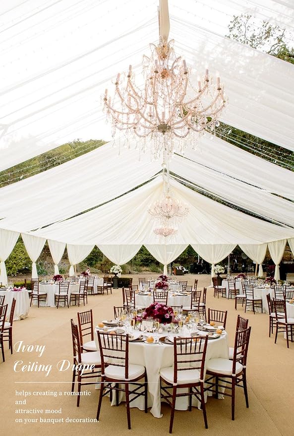 4 Panels Ivory Ceiling Drapes for Wedding 5ftx10ft Arch Draping Fabric Sheer - Image 5