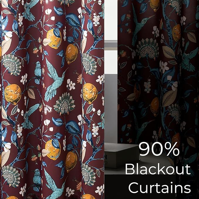 Topfinel Rust Boho Floral Curtains 90 Inches Long 2 Panels Unique Luxury - Image 4