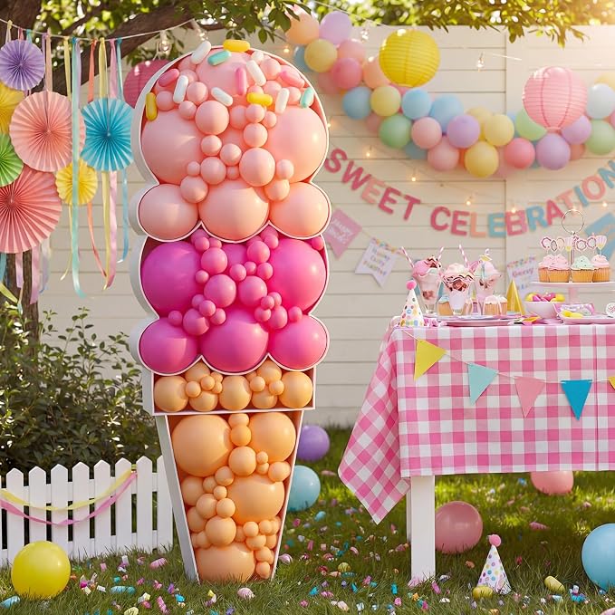 Capoda 146 Pcs 5FT Ice Cream Balloon Column Stand Kit Sweet Ice Cream Balloon - Image 7