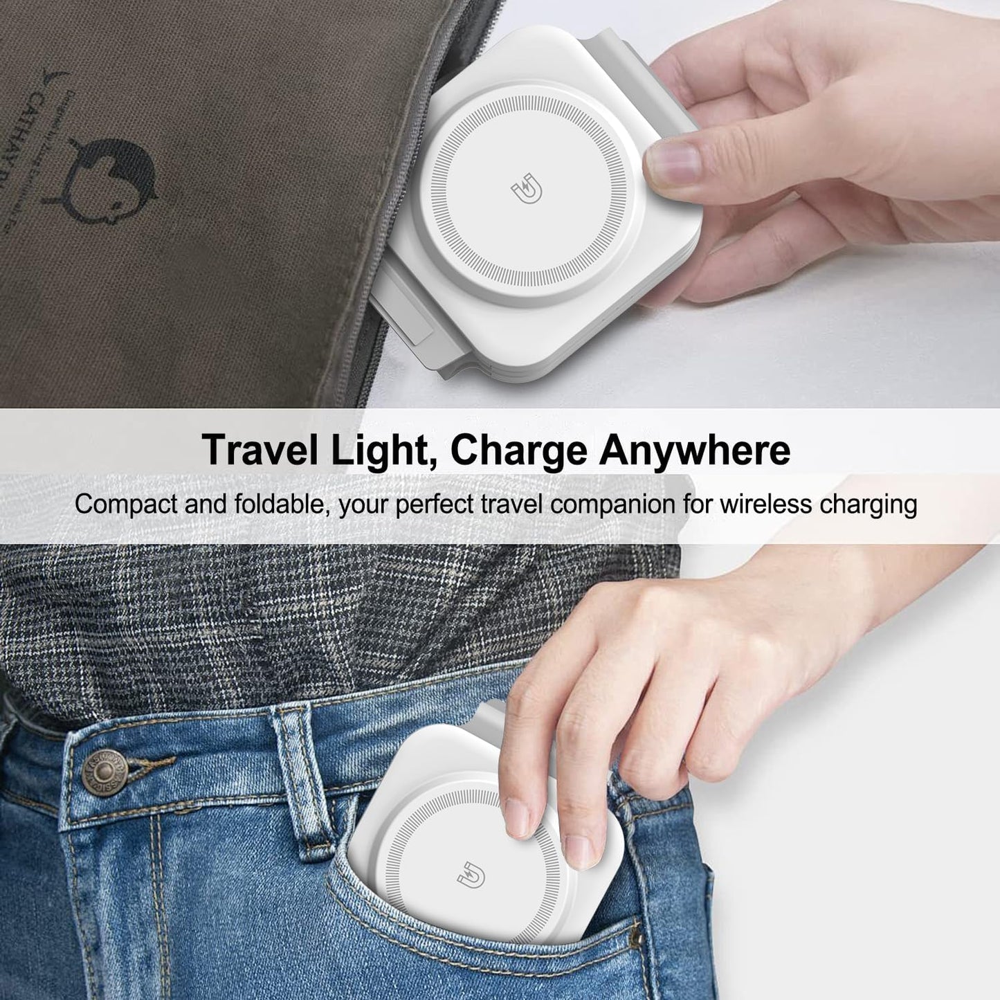 Wireless Charging Station for Apple Multiple Devices - 3 in 1 Foldable Magnetic Wireless Charger - Travel Charging Pad for iPhone 16 15 14 13 12 Pro Max Plus Watch & AirPods (White)