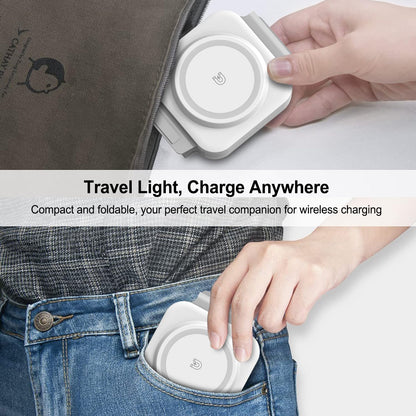Wireless Charging Station for Apple Multiple Devices - 3 in 1 Foldable Magnetic Wireless Charger - Travel Charging Pad for iPhone 16 15 14 13 12 Pro Max Plus Watch & AirPods (White)