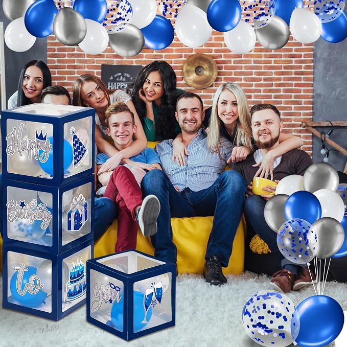 Capoda 44 Pcs Blue Silver Birthday Balloon Boxes - Image 6