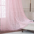 WAZZIO Boho Lace Curtains 84 Inch 2 Panels -Sheer Panel Drape Floral Pattern & by WAZZIO