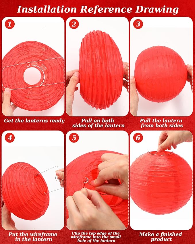 Treela 48 Pcs Paper Lanterns Party Decorations Chinese Lanterns Round Paper - Image 2