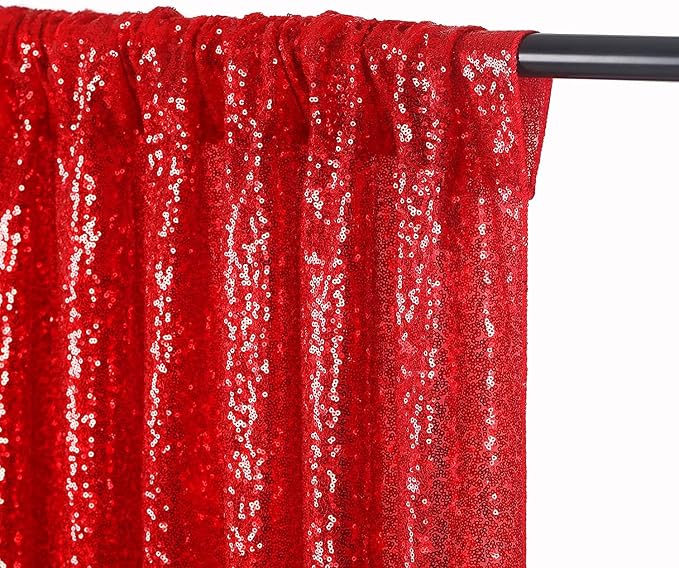 JYFLZQ Red Sequin Backdrop Curtains 6ft x 8ft 1 Panel Glitter Photo Booth - Image 4