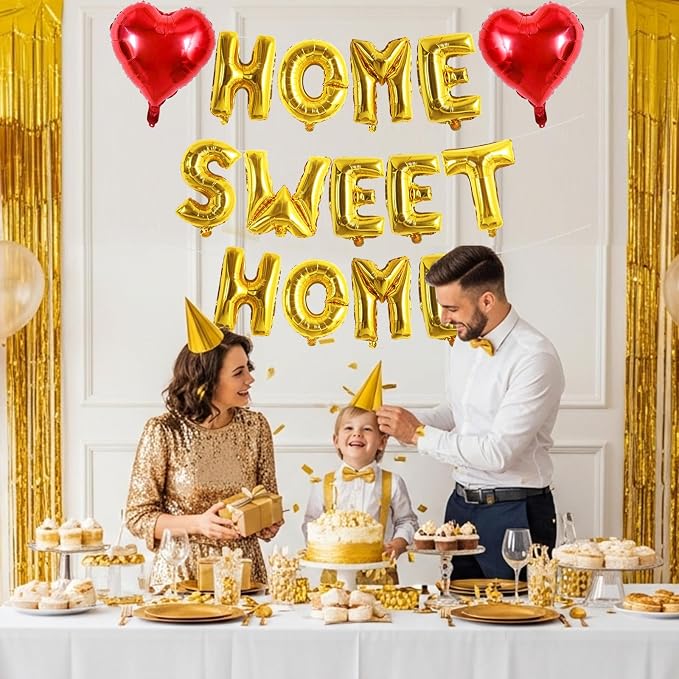 TONIFUL 16 Inch Fat Gold HOME SWEET HOME Letter Balloon - Image 3
