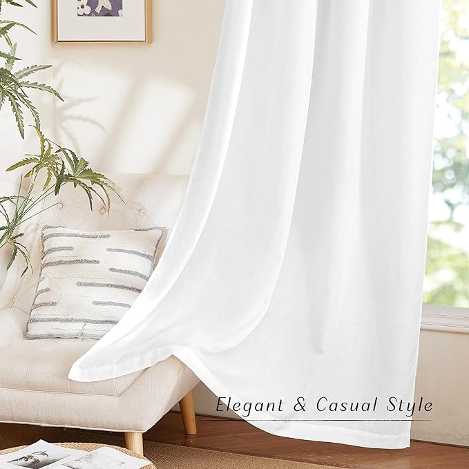 NICETOWN White Linen Kitchen Curtains 36 inches Long, Grommet Short Curtains - Image 6