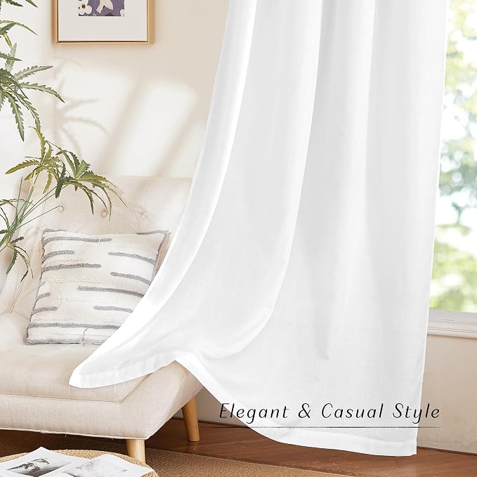 NICETOWN Thick Linen White Curtains 72 inches Long - Image 6