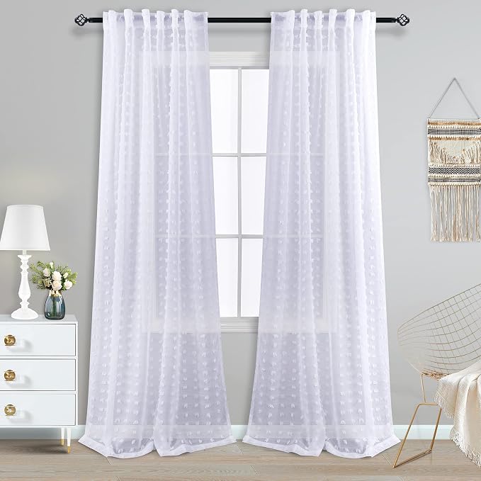KOUFALL White Sheer Curtains 96 Inches Long - Image 2