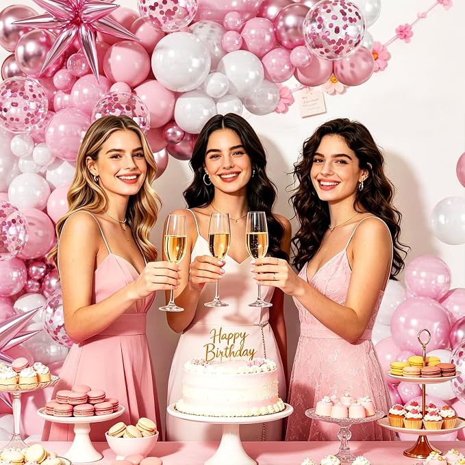 Pink Balloons Arch Kit for Birthday Party Decorations | 140Pcs Metallic Light - Image 2