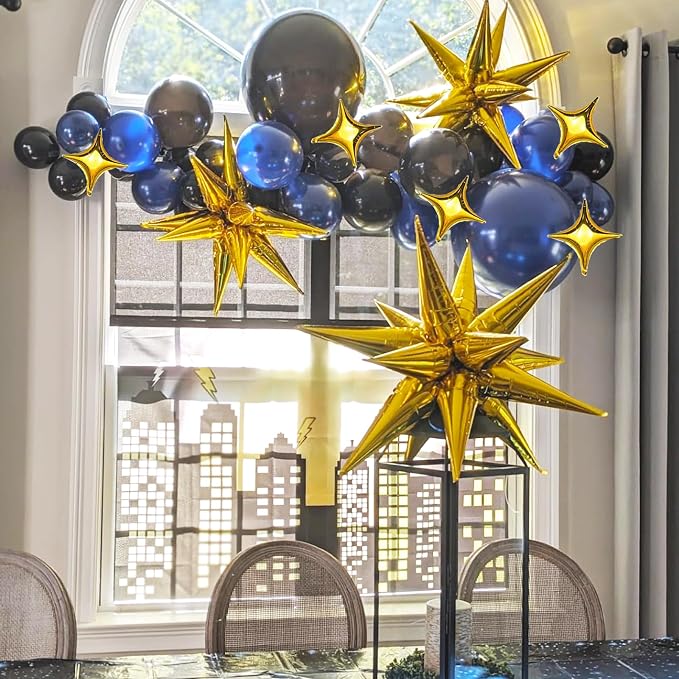 Explosion Star Foil Balloons- 12 Point Star Balloons Gold Spike Balloons | Gold - Image 4