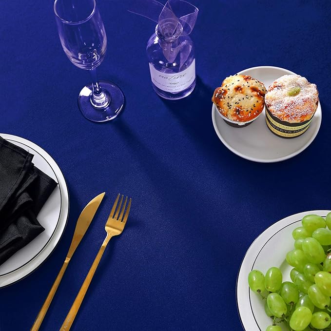 108 inch Round Tablecloth Washable Polyester Table Cloth Decorative Table Cover for Wedding Party Dining Banquet（108 inch,Royal Blue）