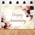 MEHOFOND Boho Happy Anniversary Backdrop Pink Floral Bohemia Pampas Grass by MEHOFOND