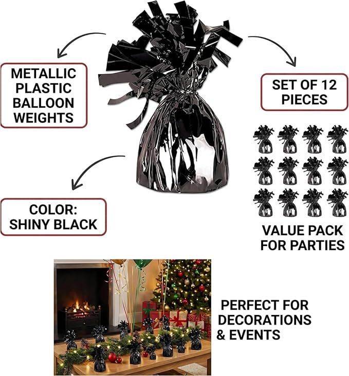 Metallic Plastic Wrapped Balloon Weights Party Decorations 12 Pcs - Image 2