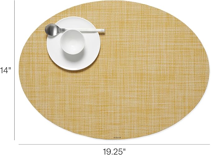 Chilewich Mini Basketweave Placemats, Woven Oval Placemats Set of 4 | Reusable - Image 2