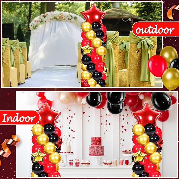 Gejoy 110 Pcs Red Gold Black Balloons Column Stand Kit Adjustable Tower Stand - Image 7