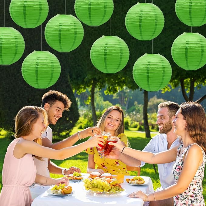 Green Paper Lanterns Decorative Hanging Chinese Ceiling Party Supplies - Image 7