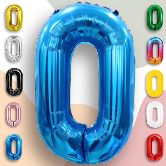 Blue Number Balloon 0 Mylar Foil Balloons 40 inch - Image 4